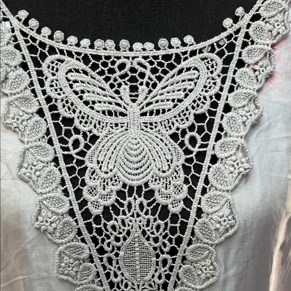 Floral Lace-Trimmed Silk Dress Sz 1X - Picture 3 of 9